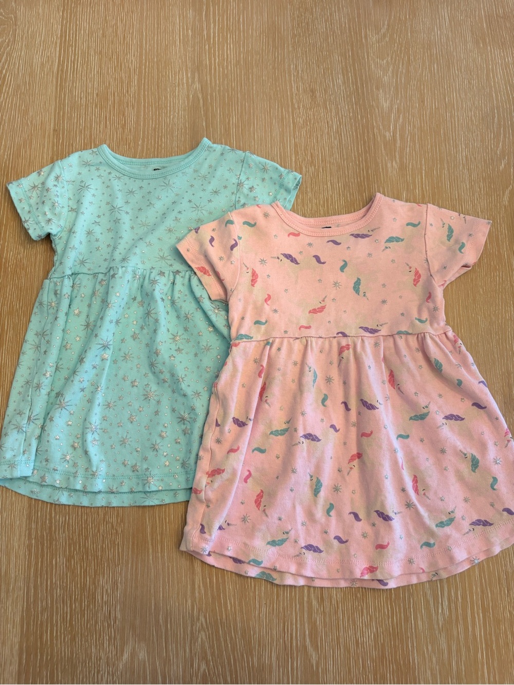 Kids Short-Sleeve Twirl Dress in Mint and Pink